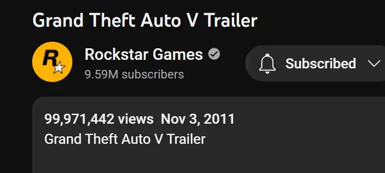 GTA 5 trailer viewership