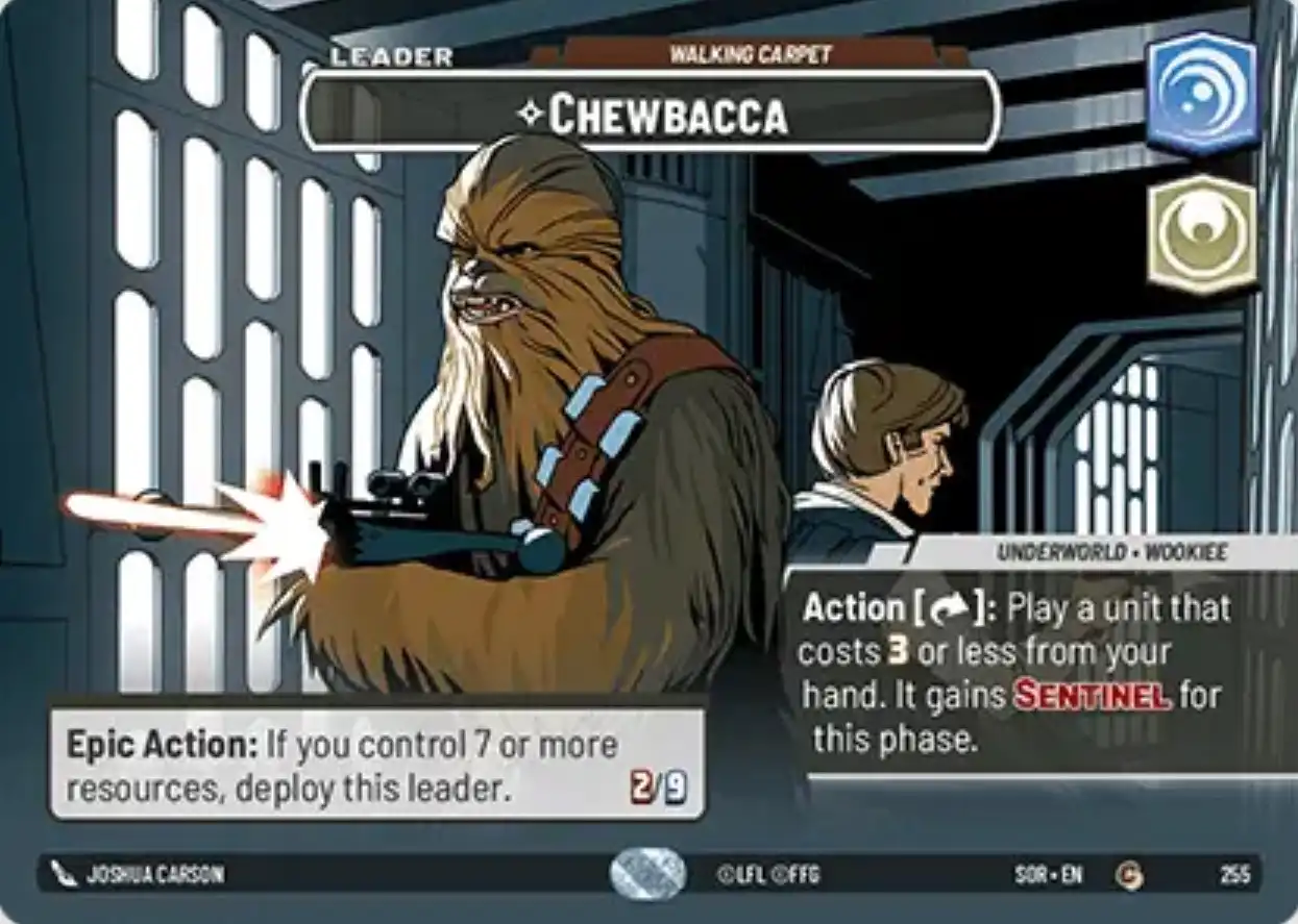 Chewbacca Showcase card in Star Wars Unlimited