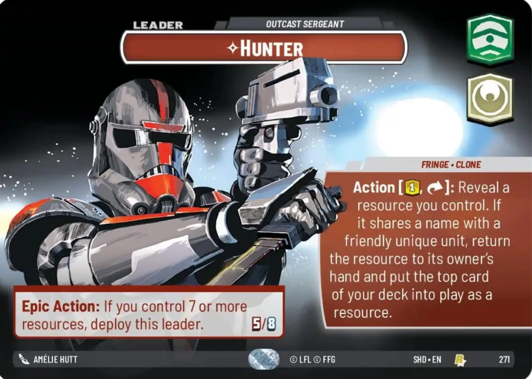 Hunter Showcase card in Star Wars Unlimited