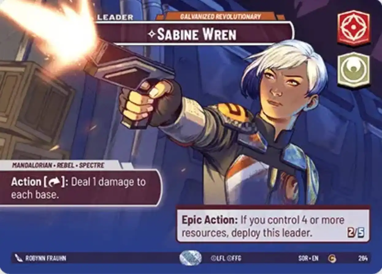 Sabine Wren Showcase card in Star Wars Unlimited