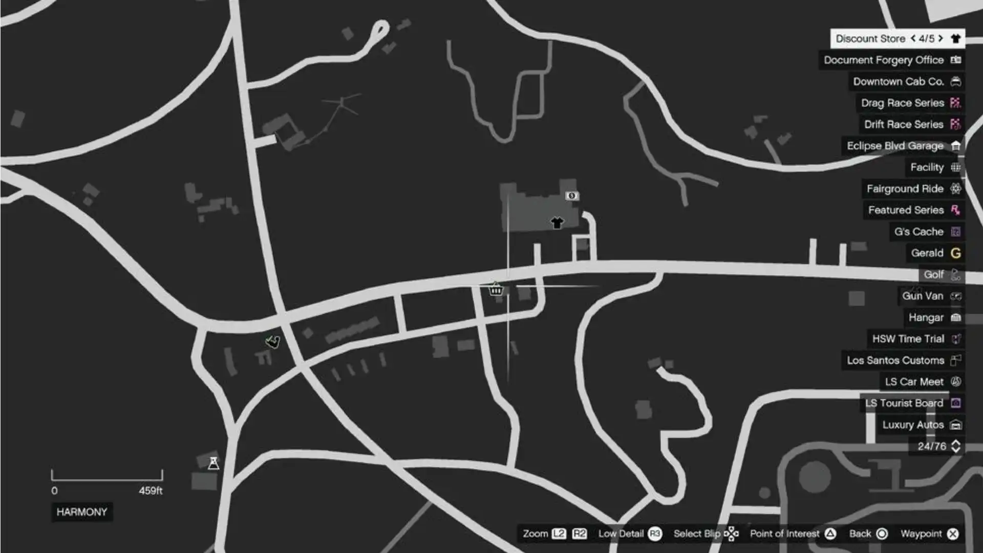 Screenshot of the Harmony LS tag location in GTA Online