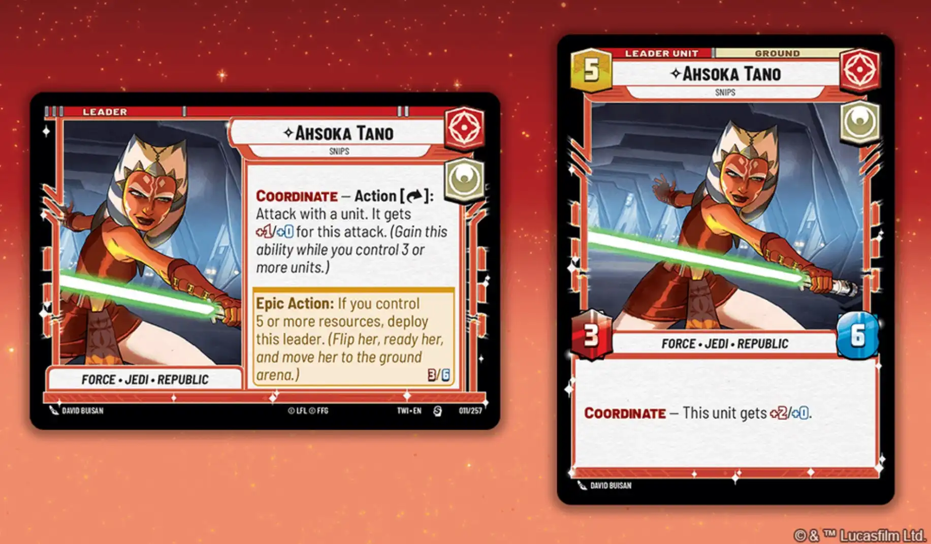 Ahsoka Tano leader in Star Wars Unlimited