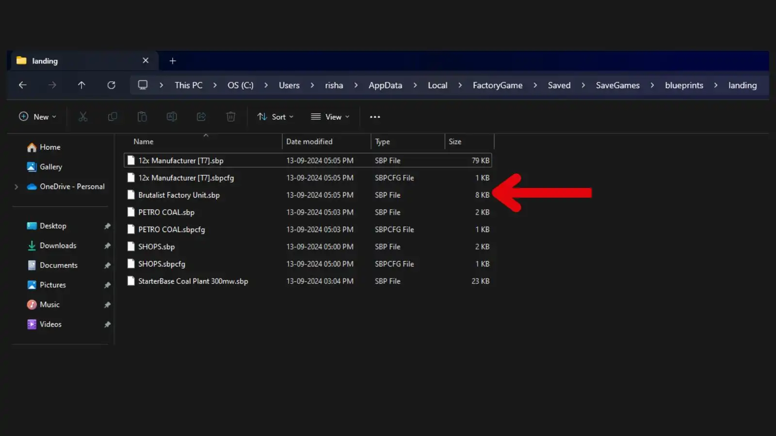 Satisfactory Blueprint files in Computer Drive