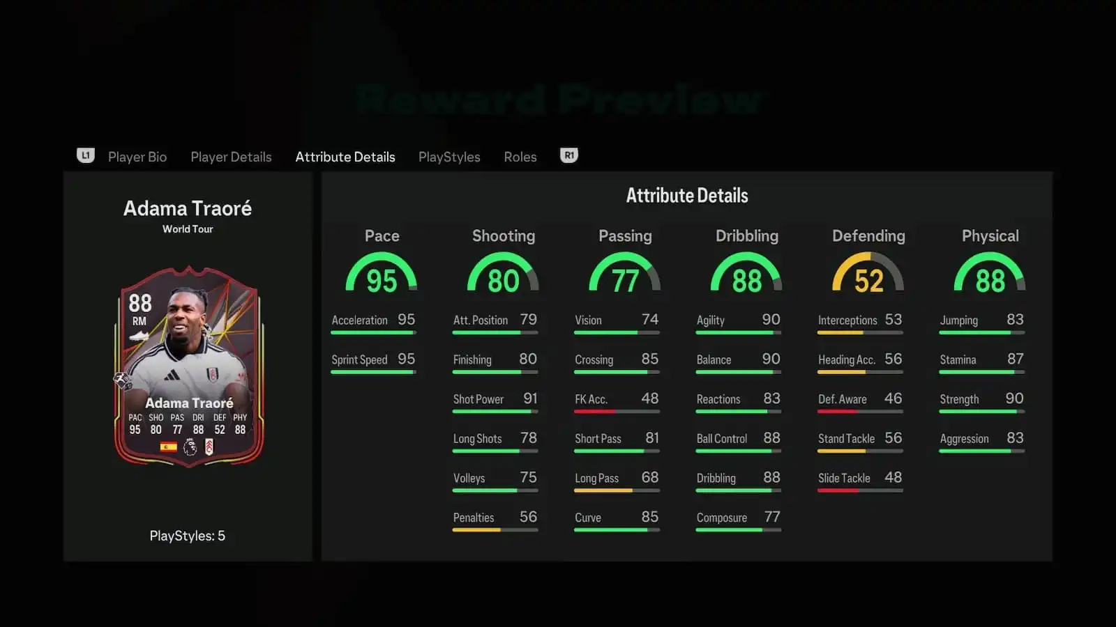 Adam's attributes in EA FC 25