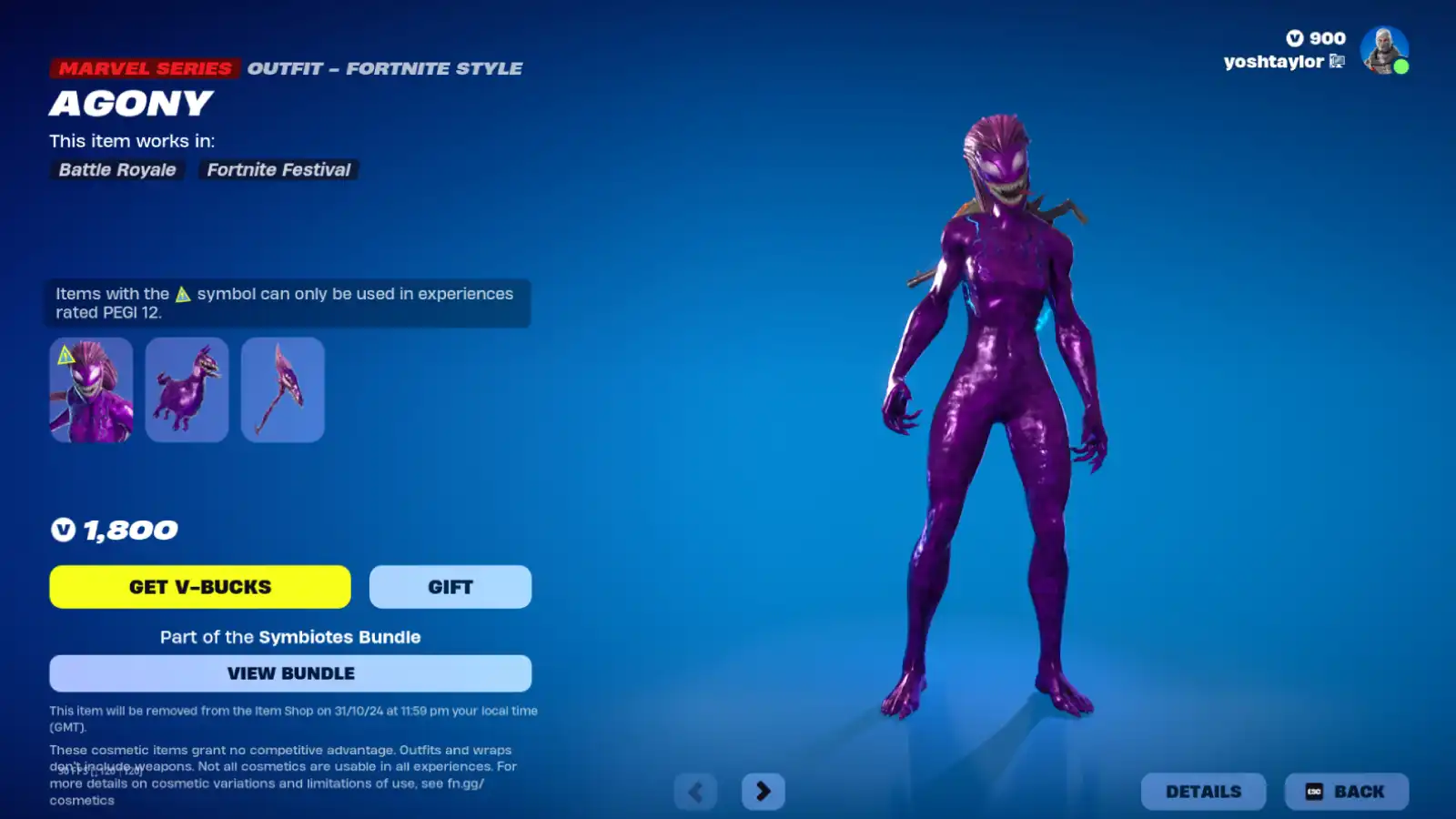 Agony skin in Fortnite.