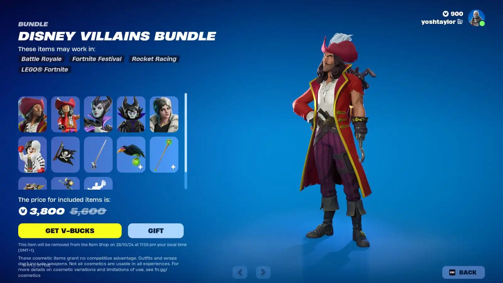 Every item included in the Disney Villains Bundle in the Fortnite Item Shop.