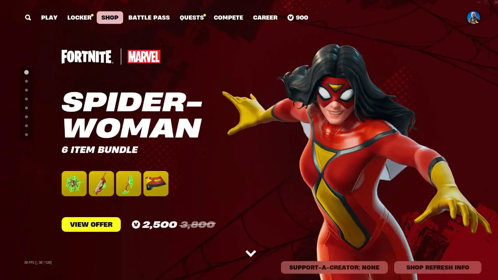 Spider-Woman bundle in Fortnite.