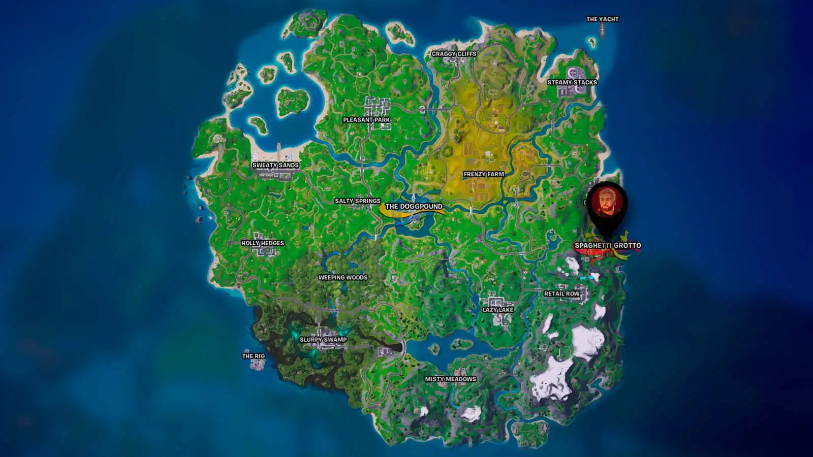 Eminem's location in Fortnite