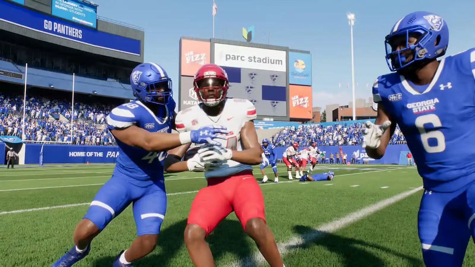 UNLV player catching an interception in College Football 25