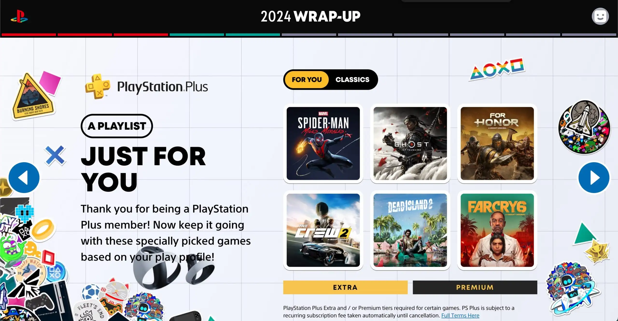 playstation wrap up just for you section