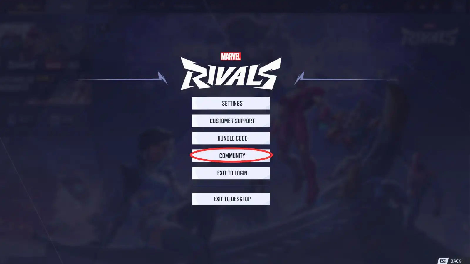 Marvel Rivals community tab