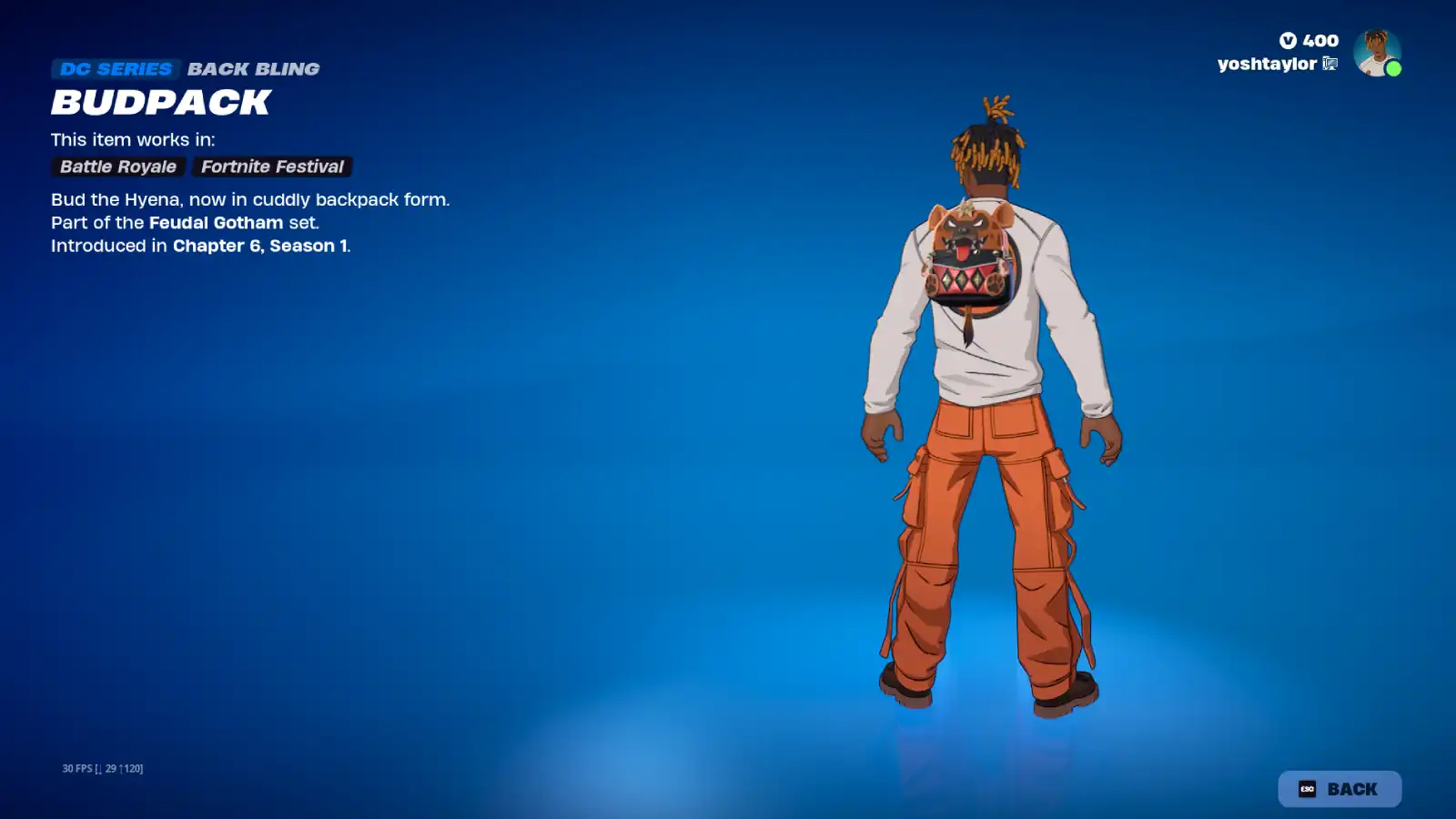 Budpack Back Bling in Fortnite.