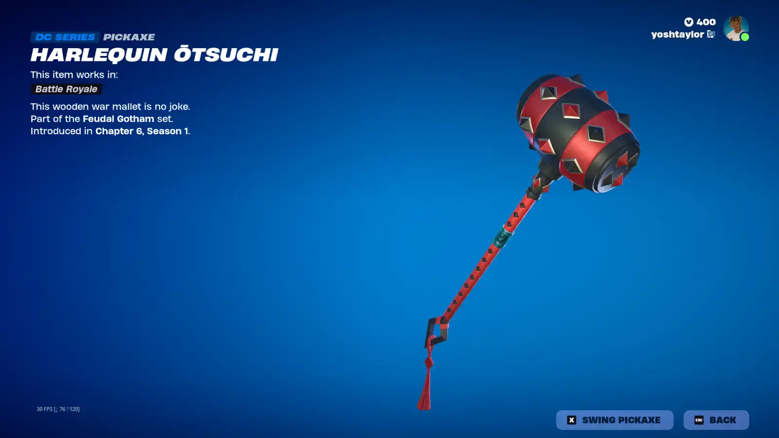 Harlequin Otsuchi Pickaxe in Fortnite.