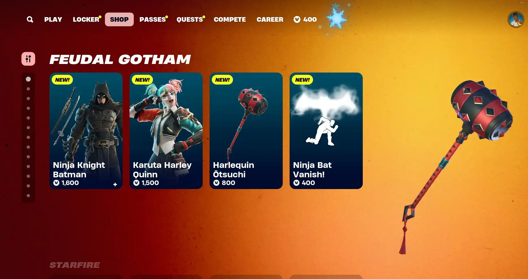 Fuedal Gotham bundle in the Fortnite Item Shop.