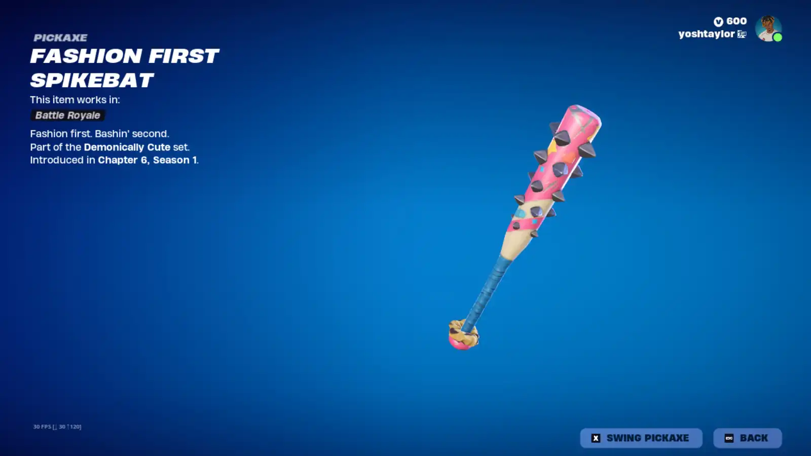 Fashion First Spikebat in Fortnite.