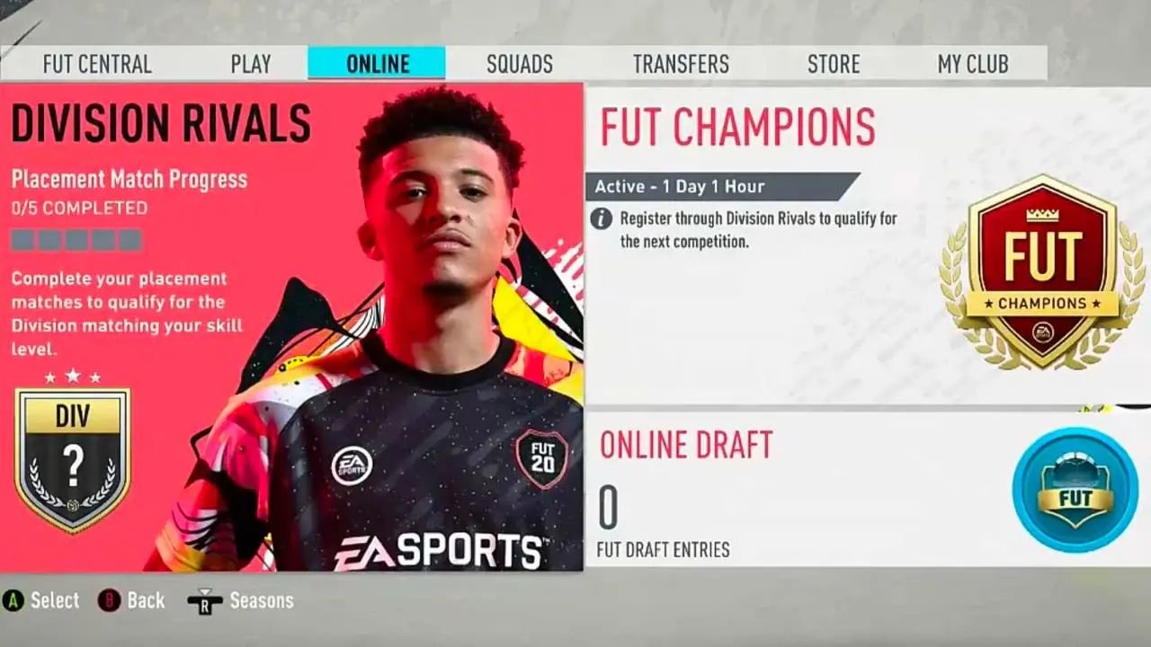 FIFA 20 FUT menu