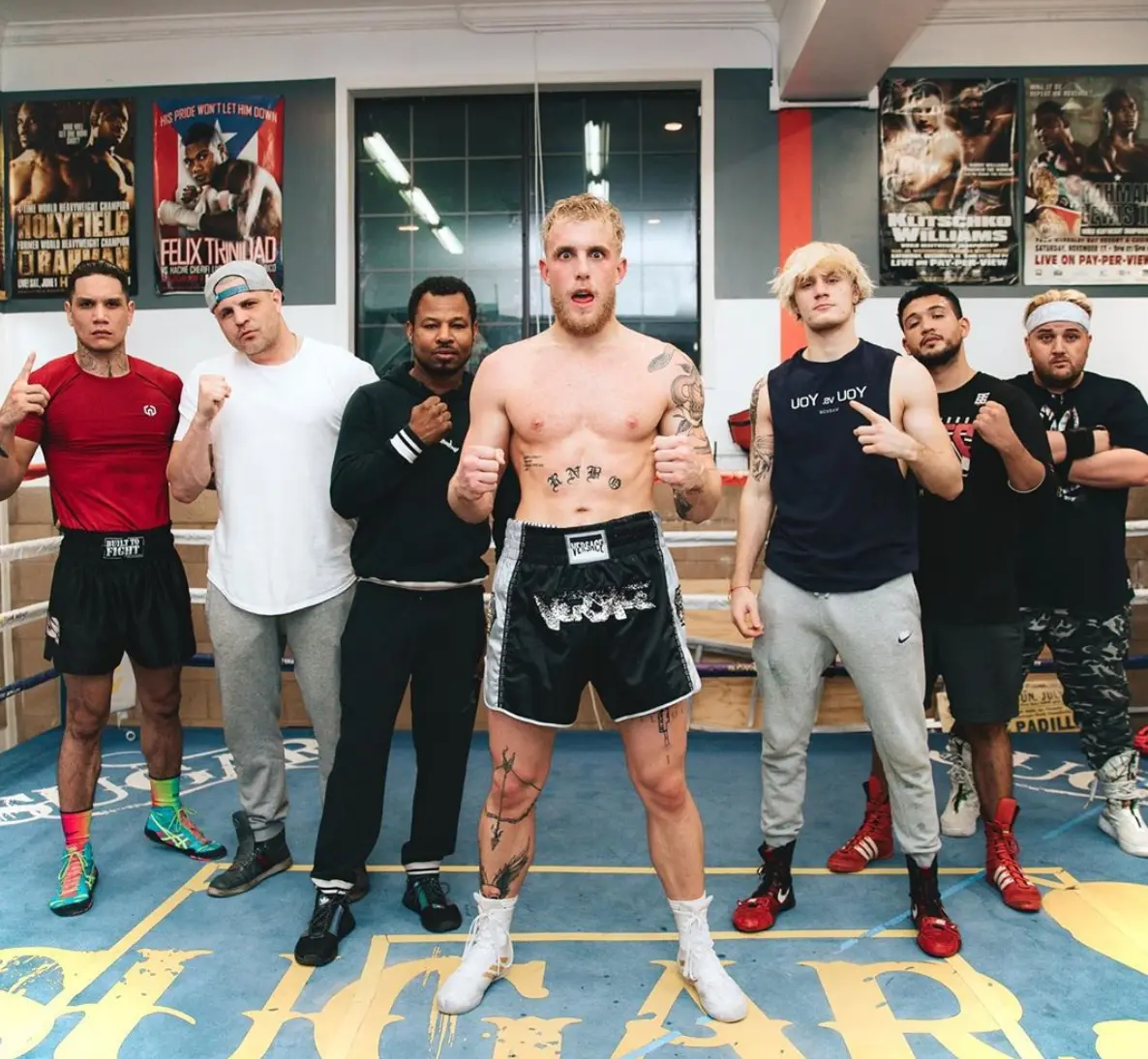 Jake Paul and his boxing crew preparing.