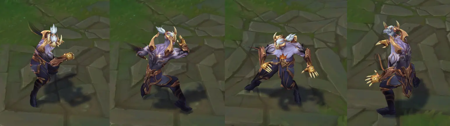 Lee Sin character model with Prestige Nightbringers edition skin