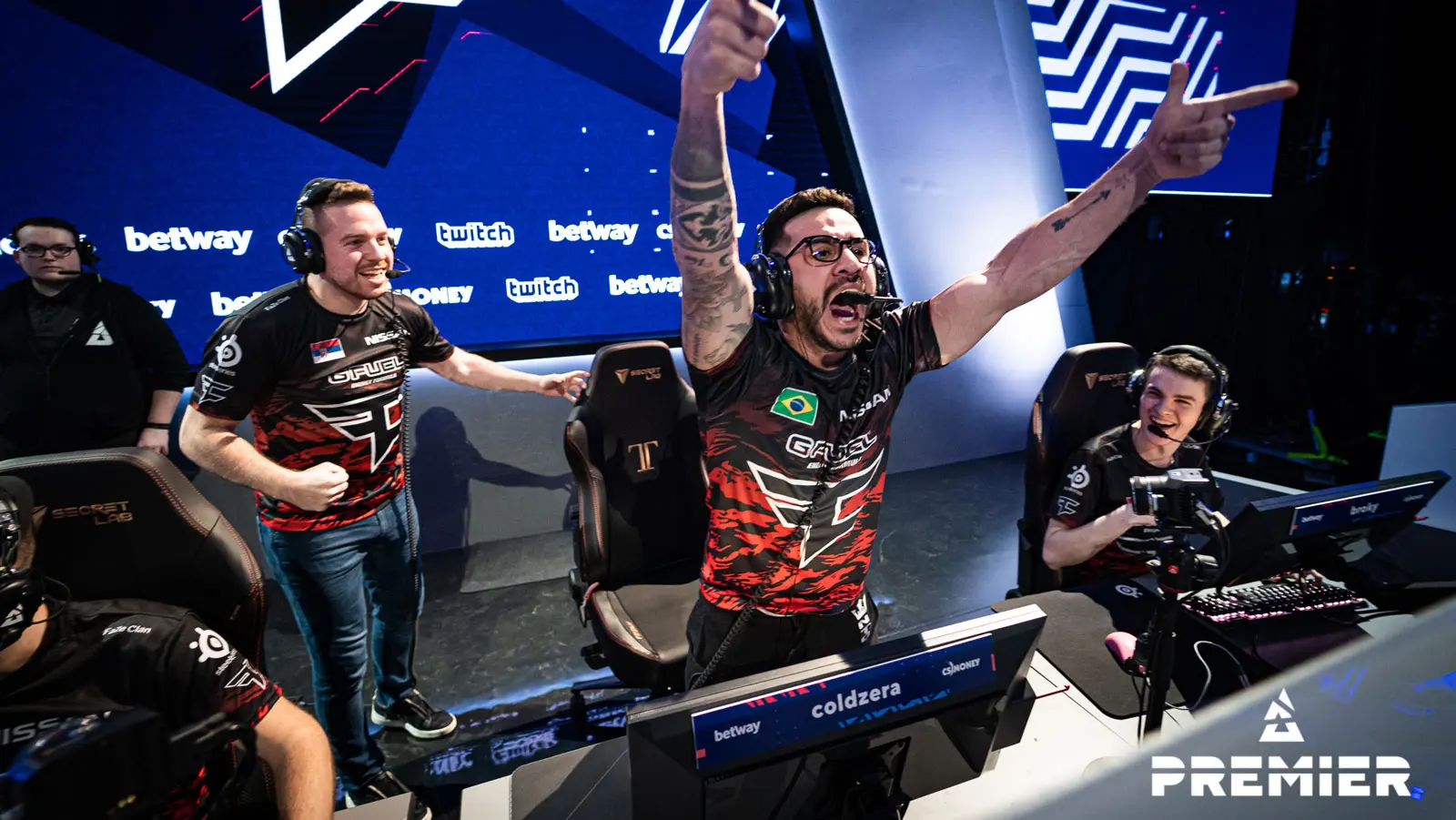 Coldzera celebrates FaZe Clan CSGO victory over Team Liquid at BLAST