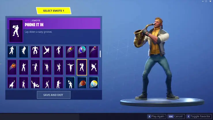 Fortnite Emote collection.