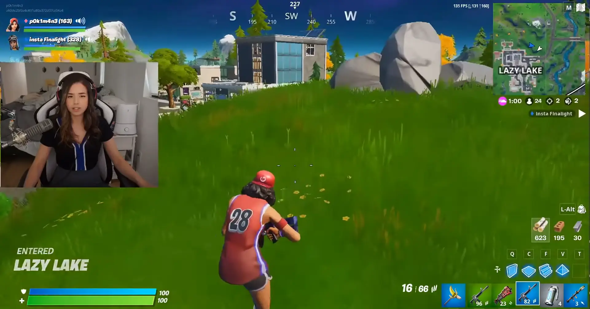 Pokimane playing Fortnite in YouTube video