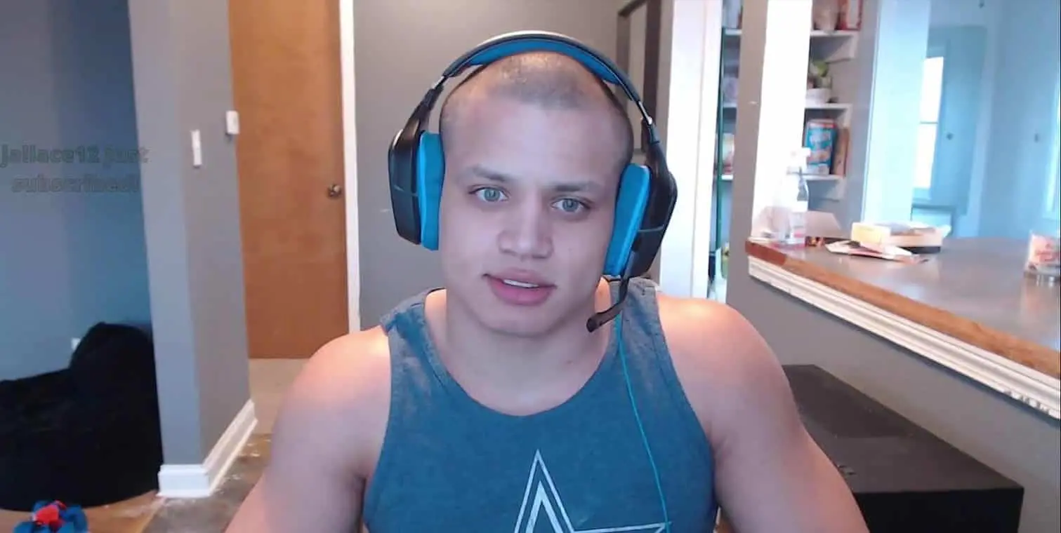 Tyler1 wearing headset on Twitch stream.