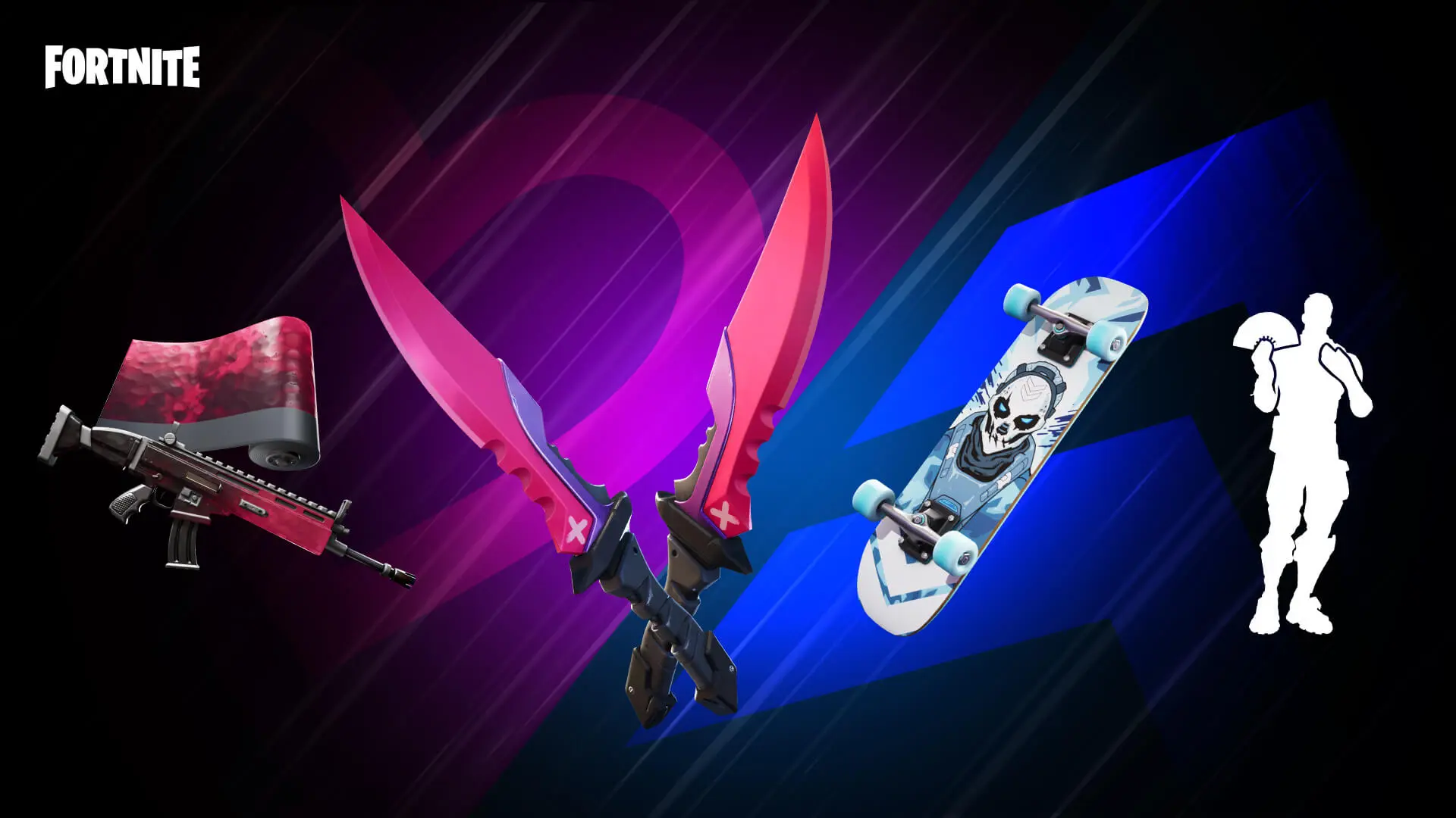 Fortnite Love and War cosmetics.