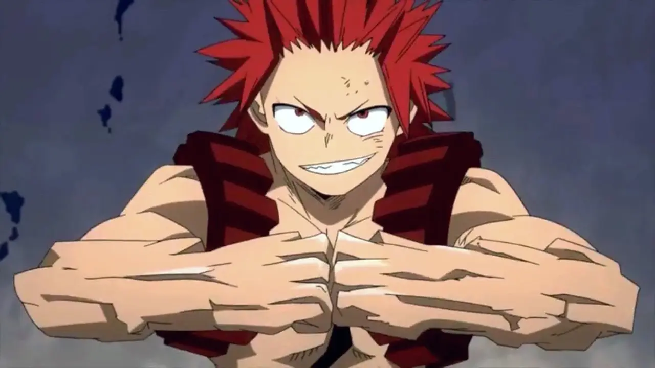 Kirishima using his Hardening quirk in My Hero Academia.