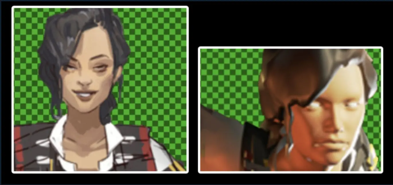 Rosie in apex legends animation on green background