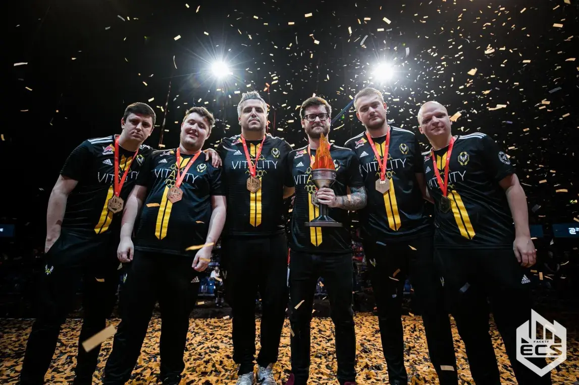 Team Vitality celebrating victory at ECS Season 7 Finals.