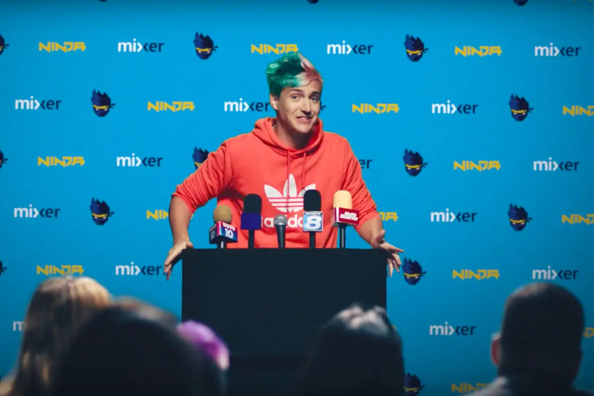 Ninja holds Mixer press conference in Adidas hoodie