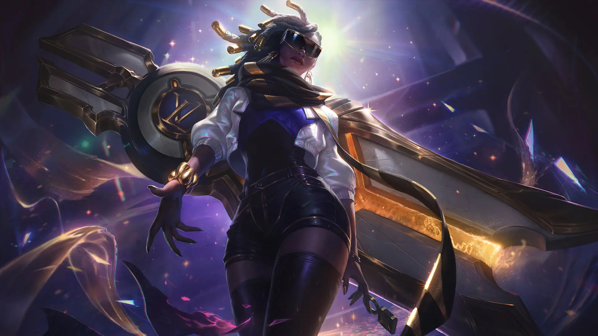 True Damage Senna Prestige splash art for League of Legends