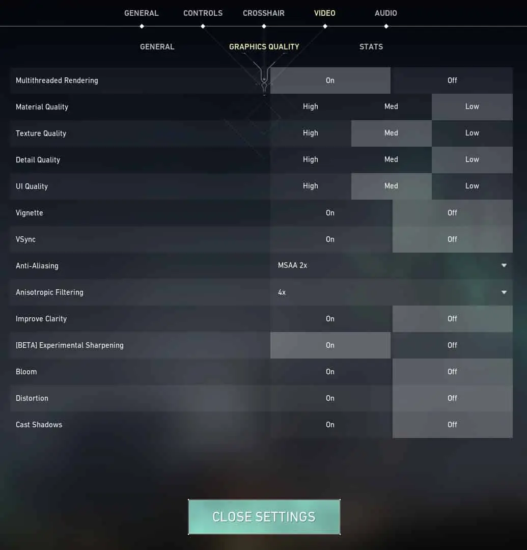 Valorant video settings