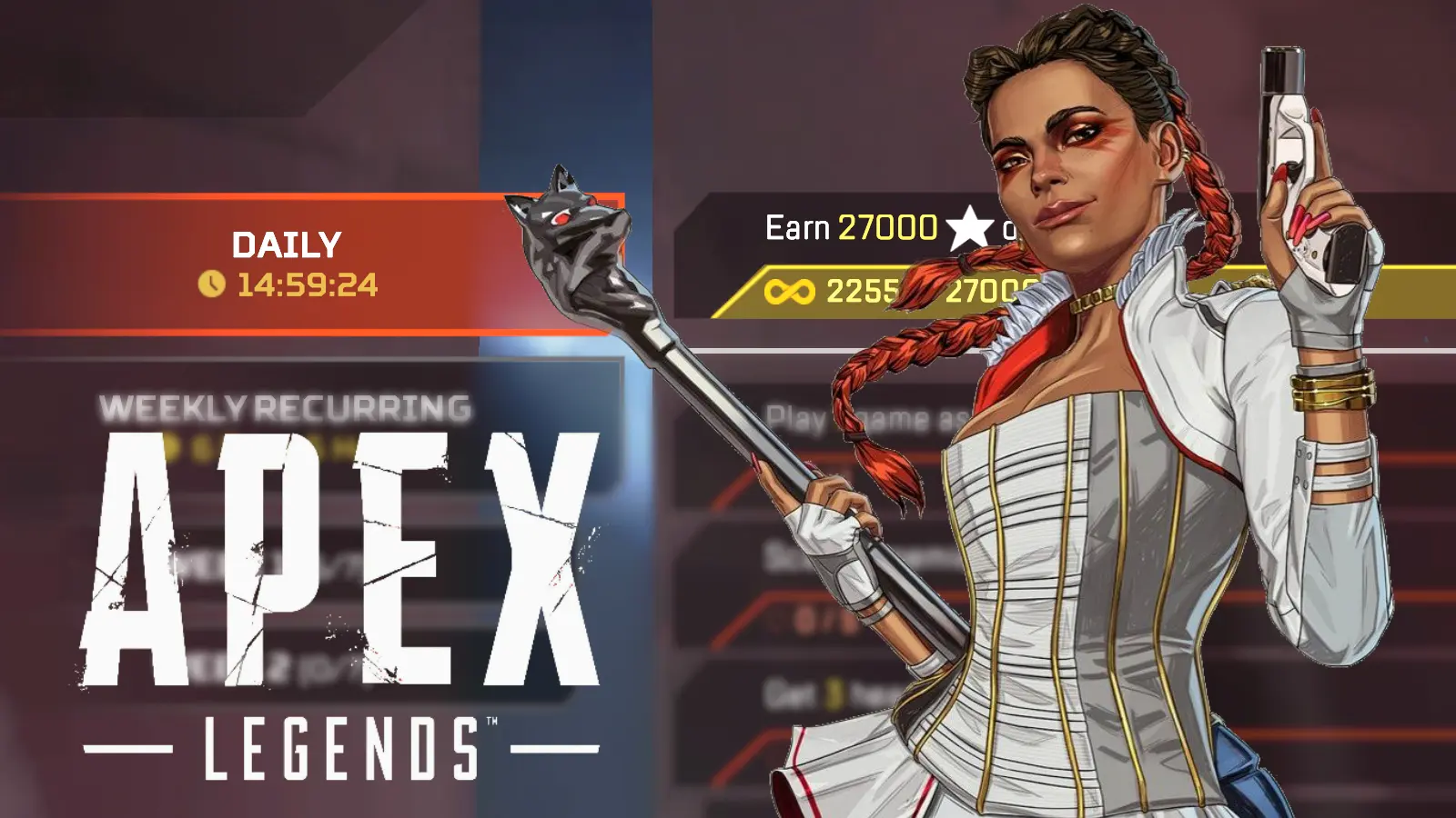 Apex Legends challenge screen with Loba on top