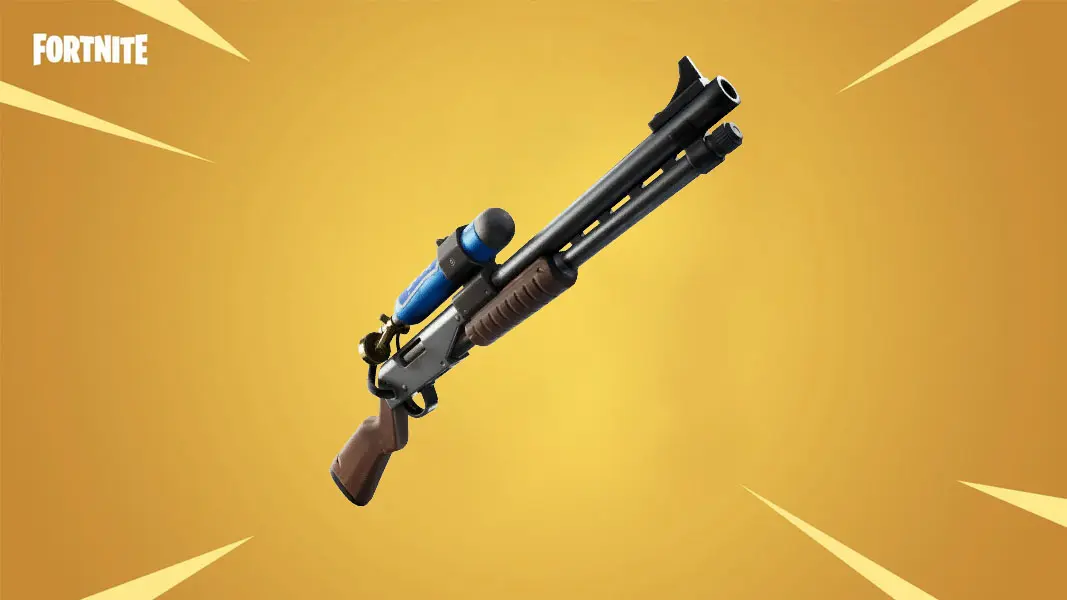 Fortnite's Charge Shotgun on a gold background