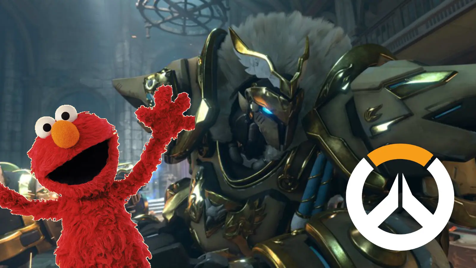 Elmo and Reinhardt from Overwatch