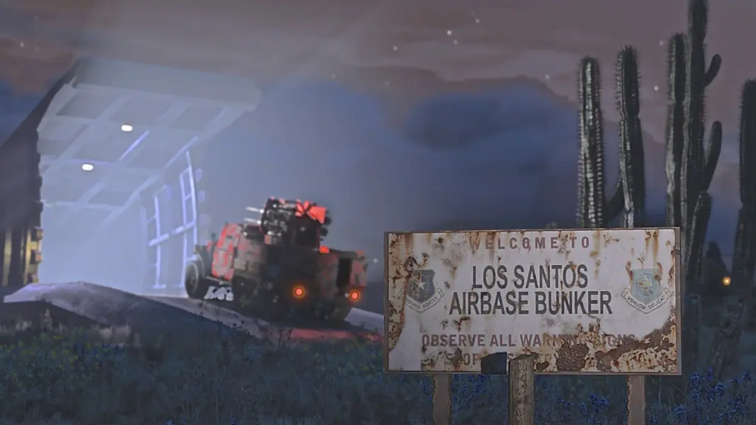 A car driving into a bunker in GTA Online