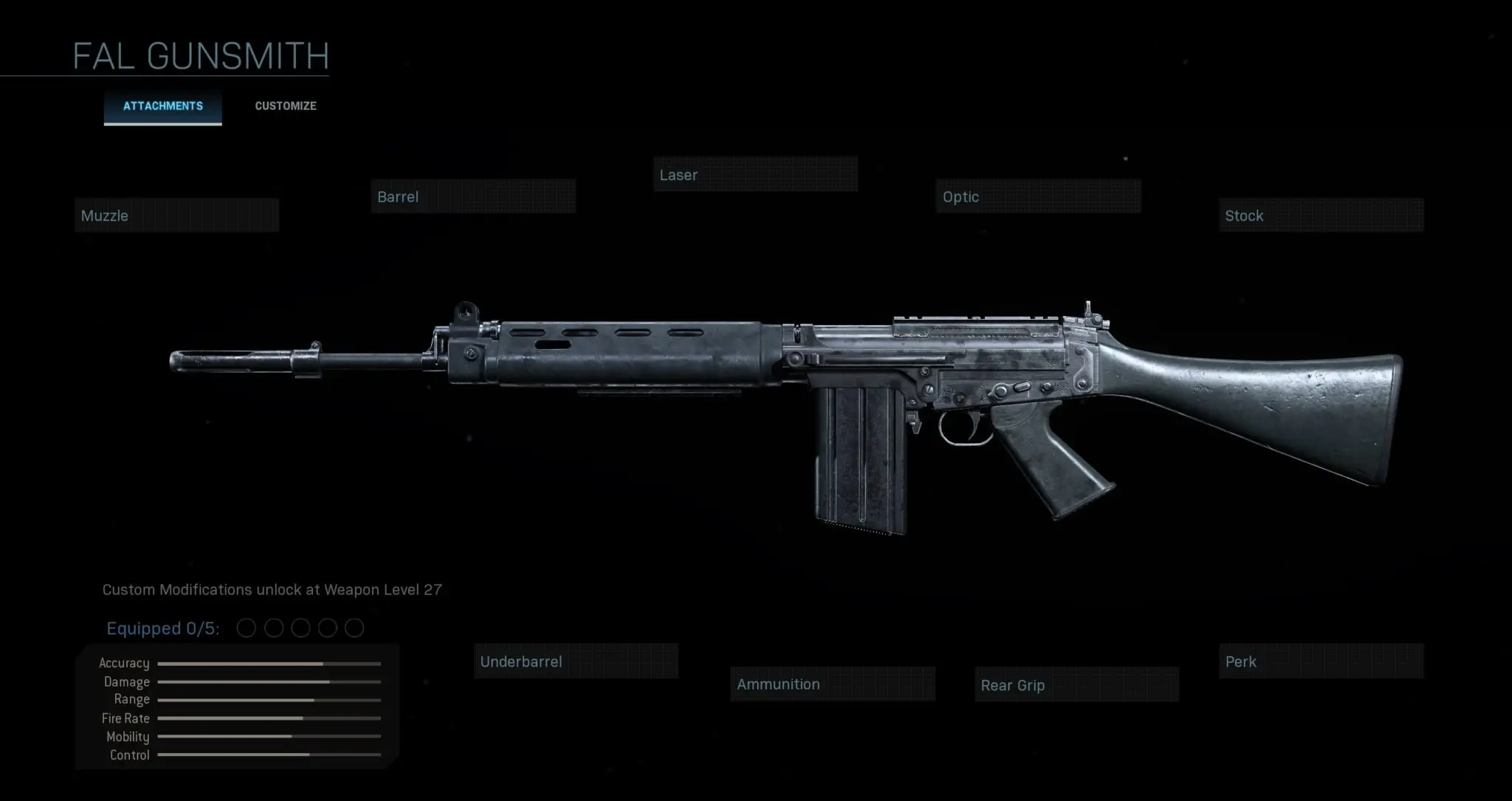 FAL loadout screen