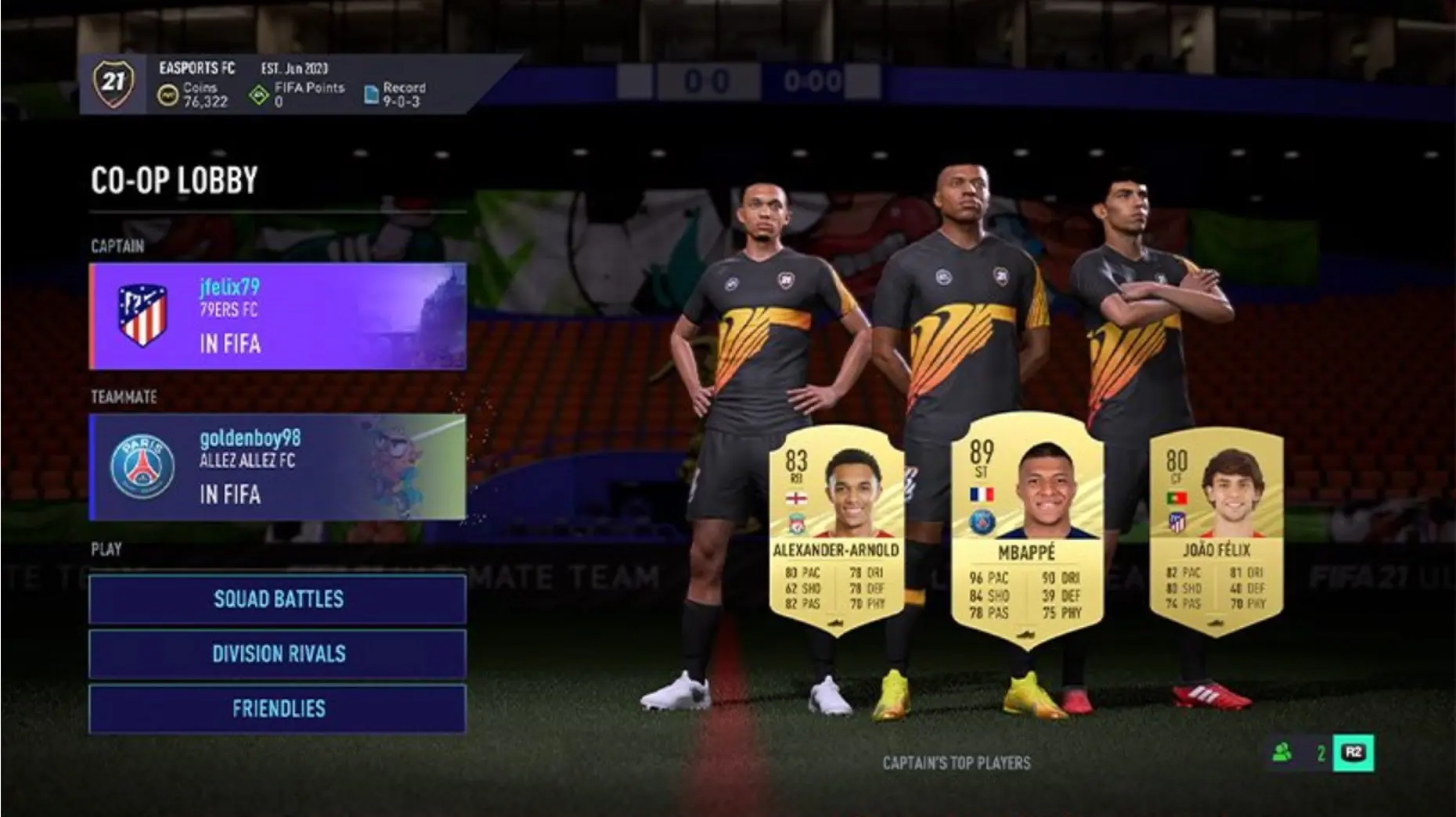 FIFA 21 menu 