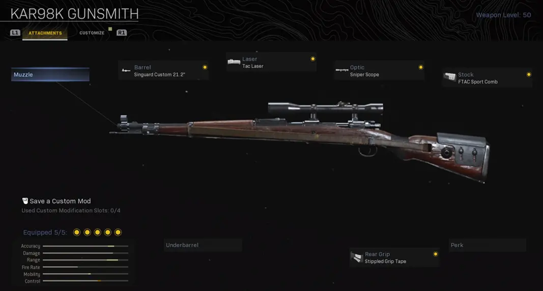 Kar98k in Modern Warfare gunsmith