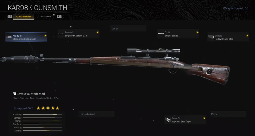 Kar98k in Modern Warfare Gunsmith