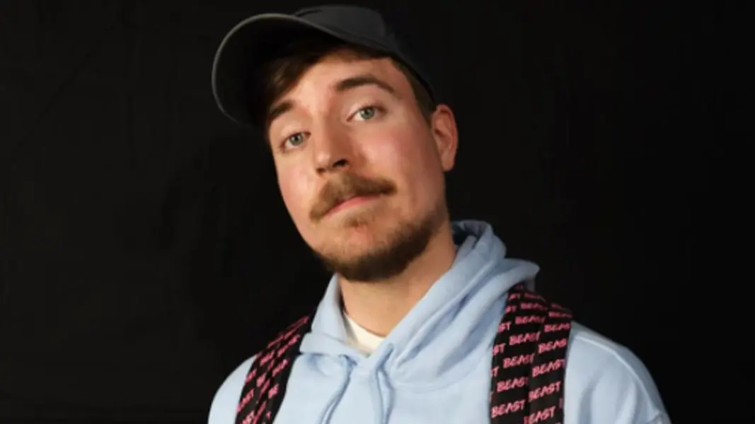 Mr Beast against a black background