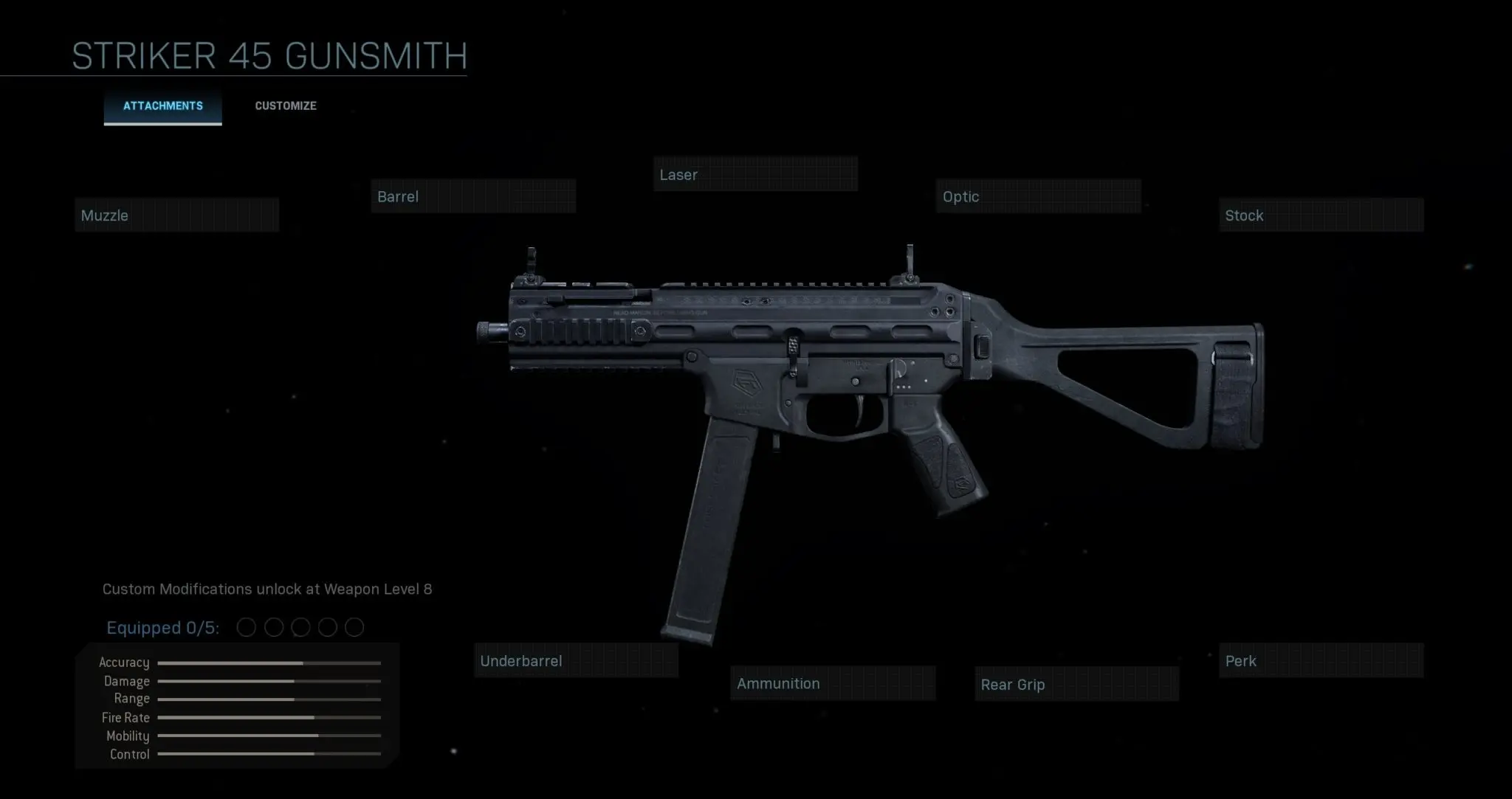 Striker 45 loadout screen