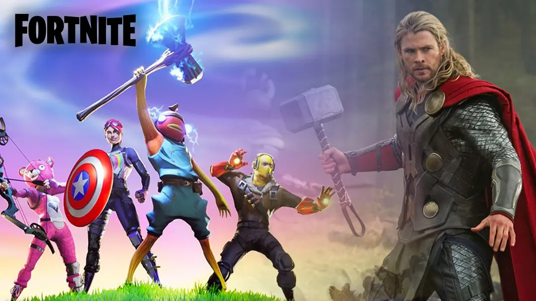 Avengers in Fortnite next to Thor image