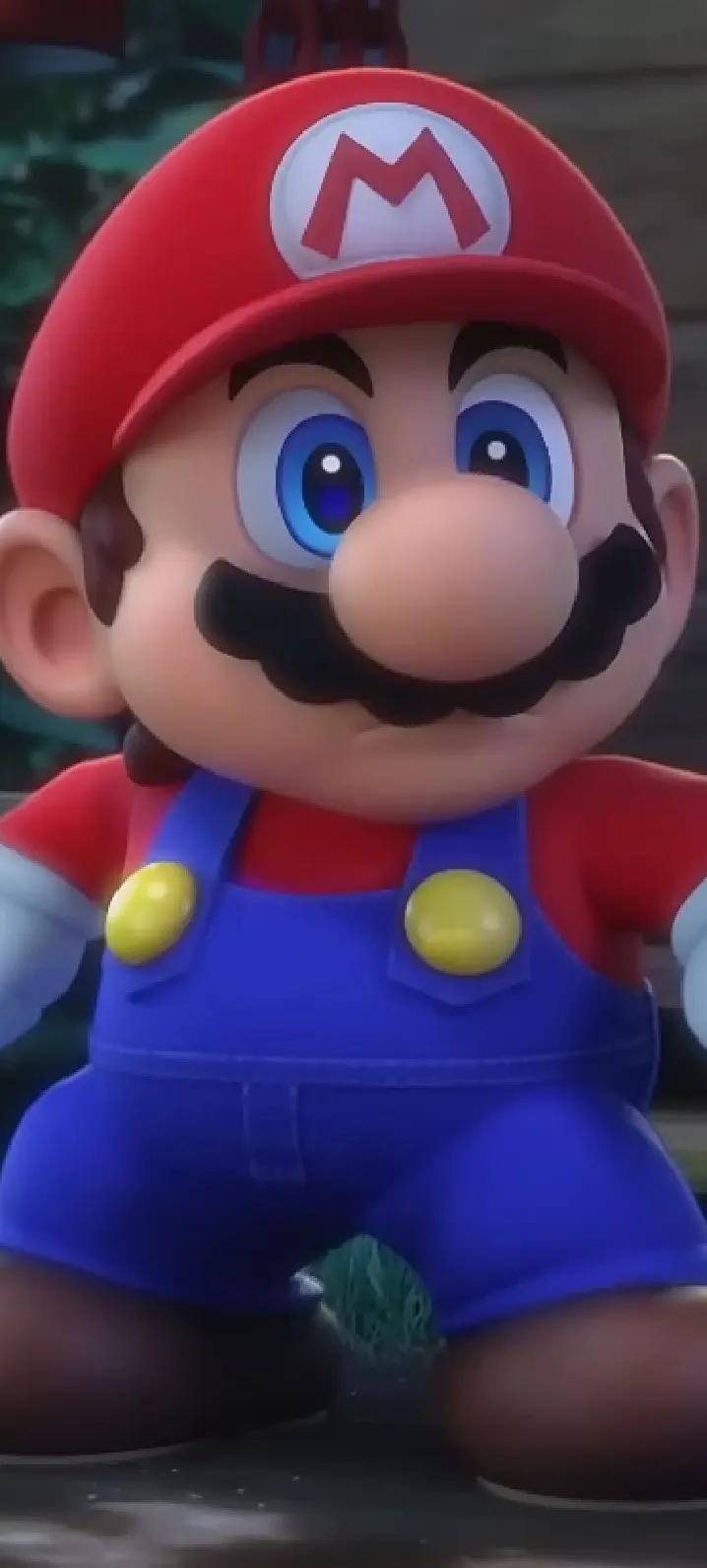 Mario sad and in-game screenshot of the Nintendo Switch game Mario & Luigi: Brothership.