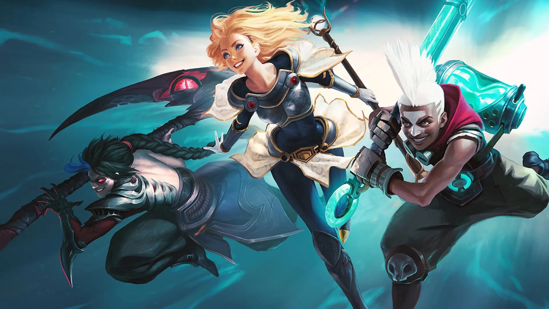 Kayn, Lux, and Ekko in League of Legends