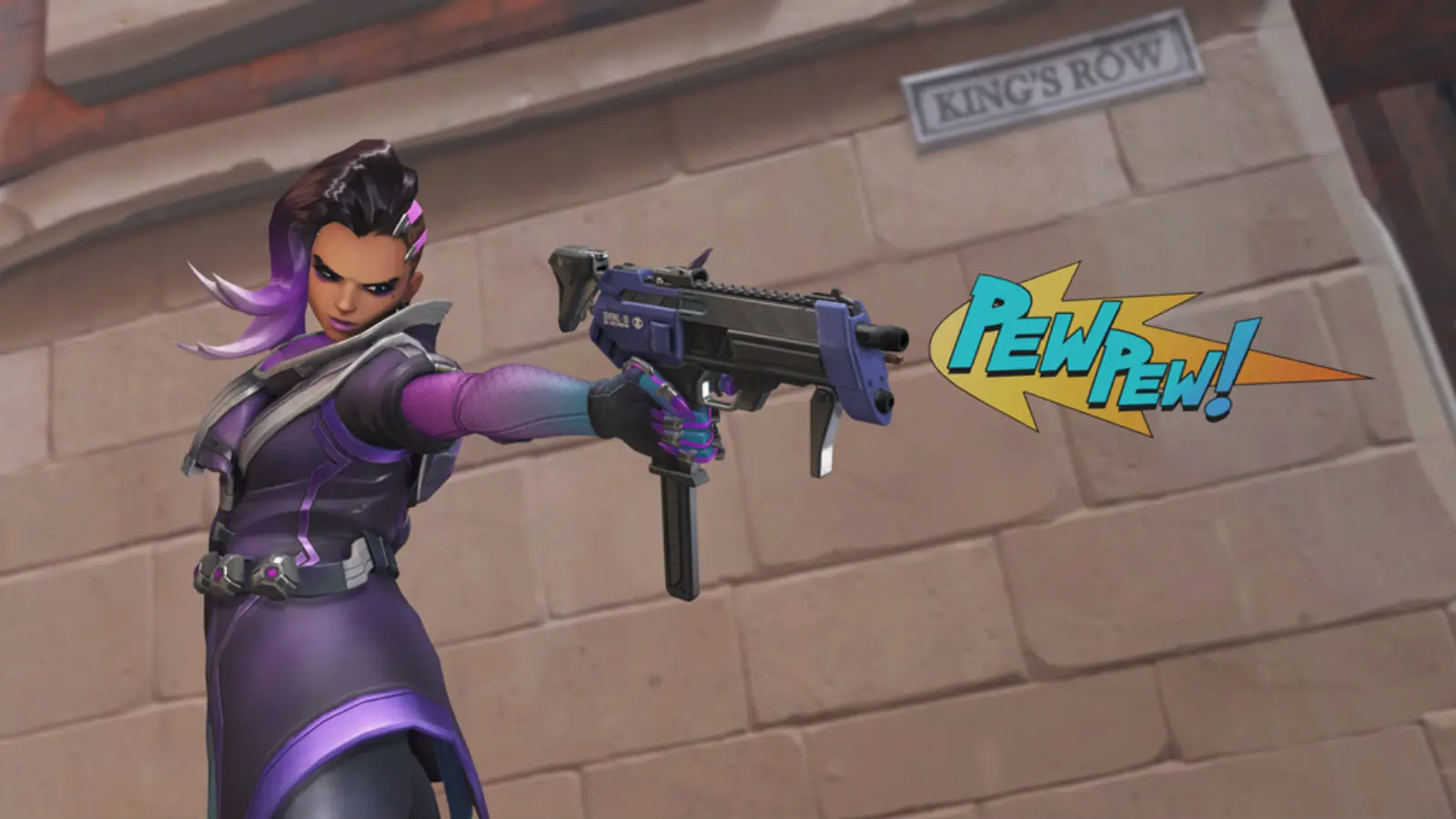 Sombra shoots her machine pistol