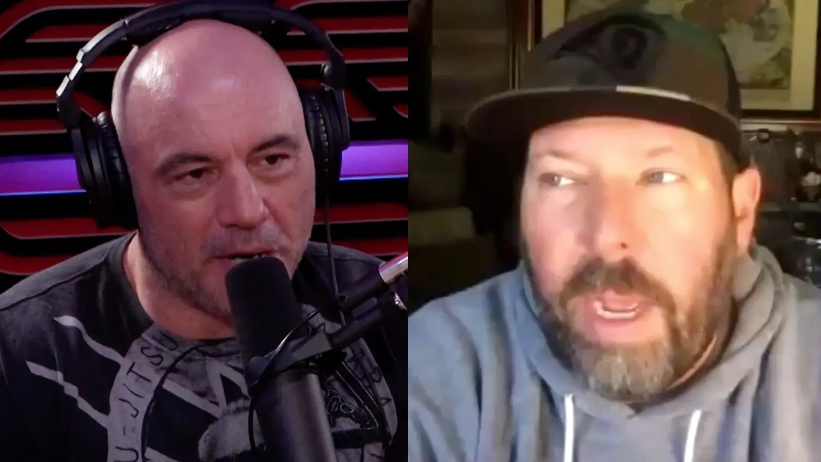 Images of Bert Kreischer and Joe Rogan side by side