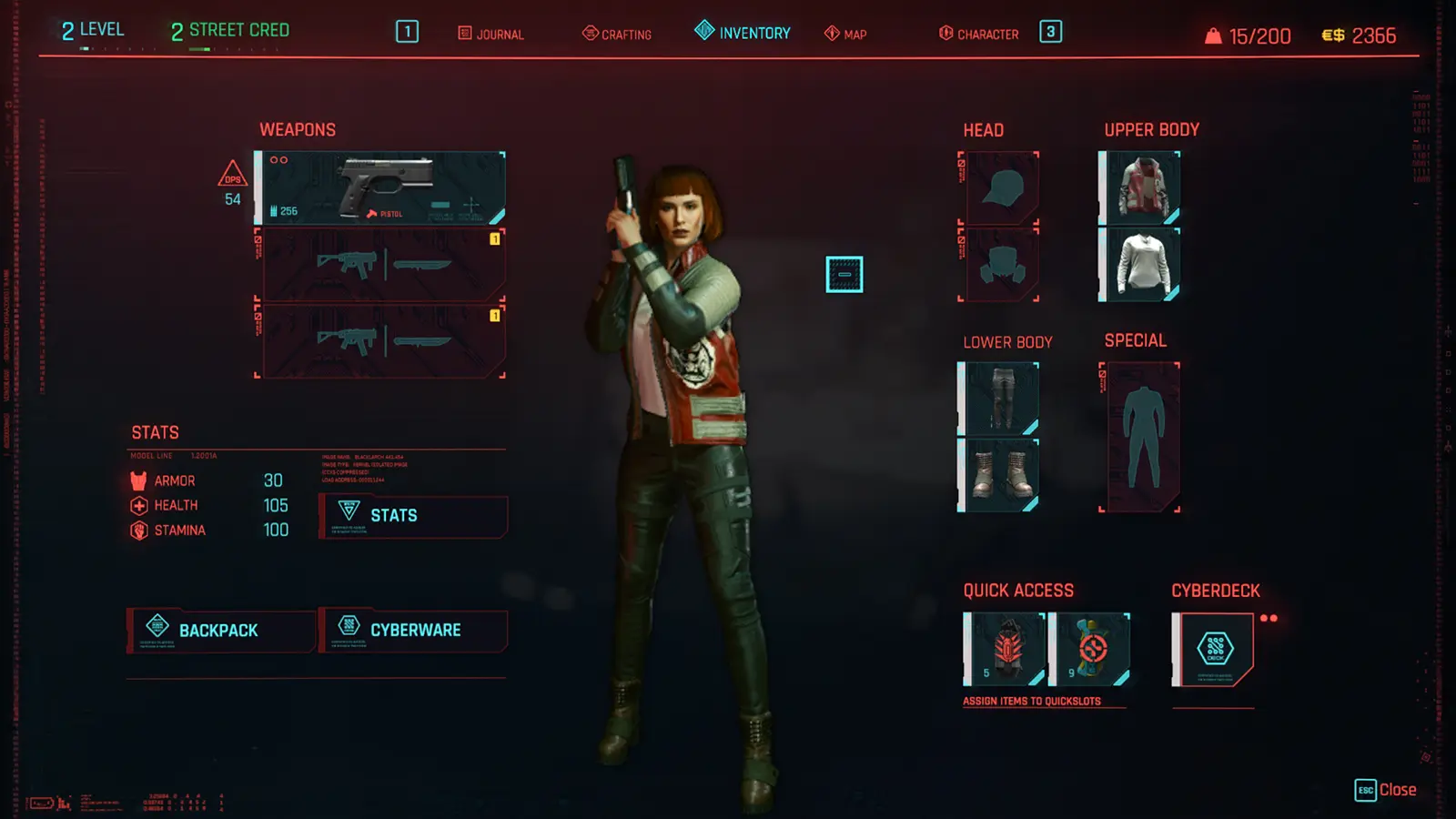 Cyberpunk's inventory system