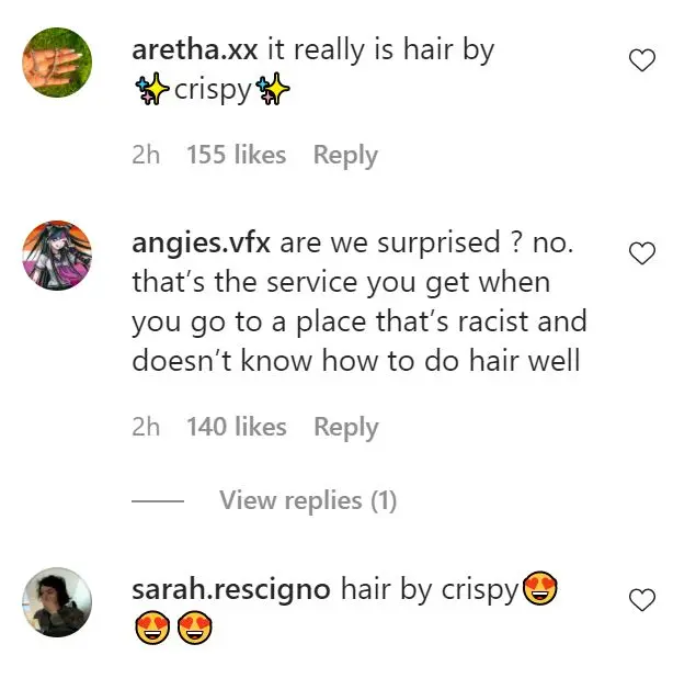 Commenters decry Hair by Chrissy's salon.